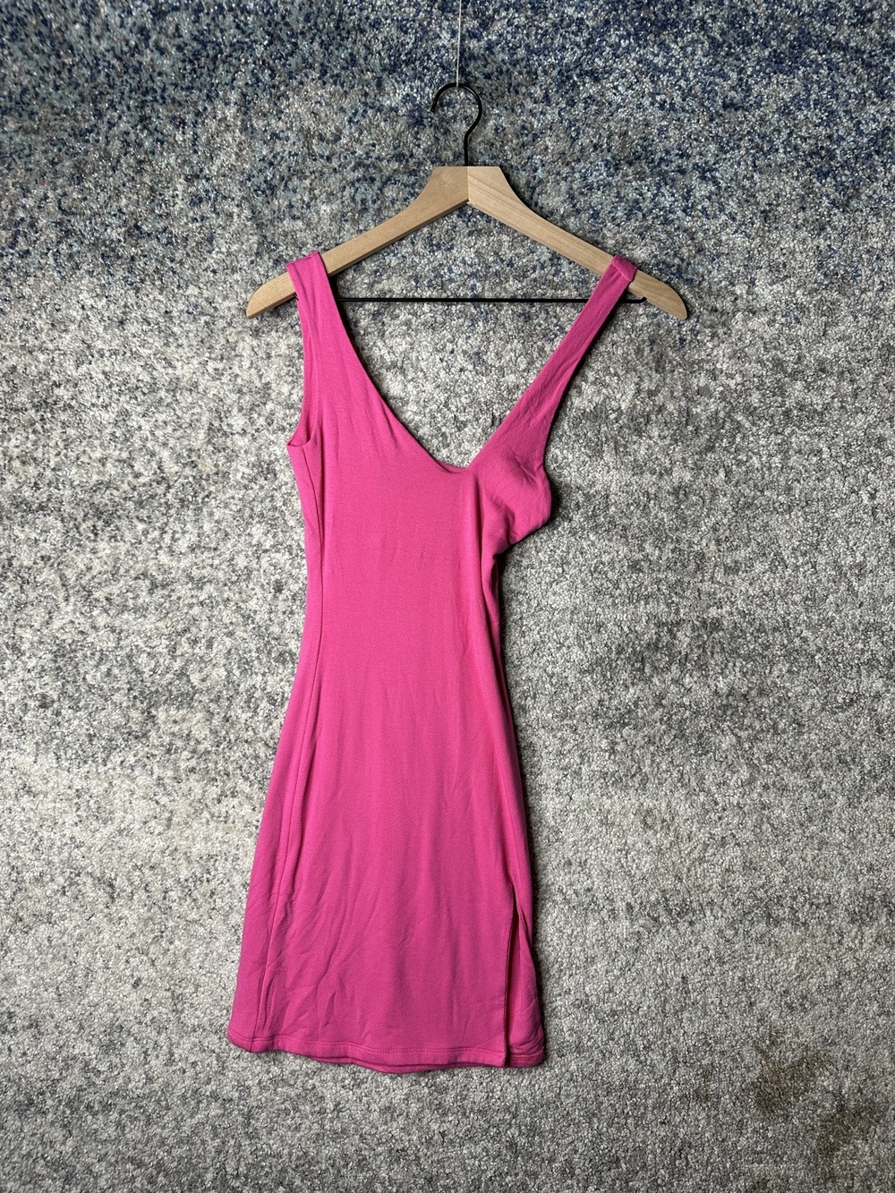 Naked Wardrobe Dress Womens XS Pink Jersey Knit V Neck Bodycon Mini Sleeveless